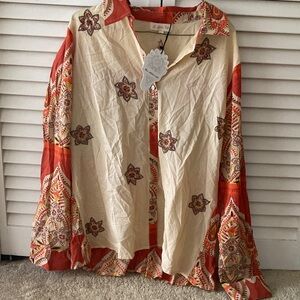 Bohemian Floral Button-Up Blouse